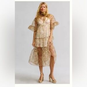 Anthropologie Sheer Tiered Dress